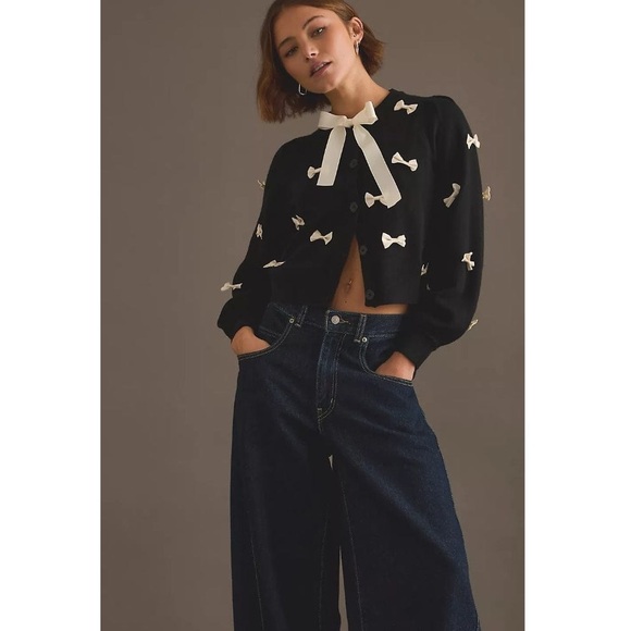 Never Fully Dressed Sweaters - NWT Never Fully Dressed Bow Sophie Cardigan In Black